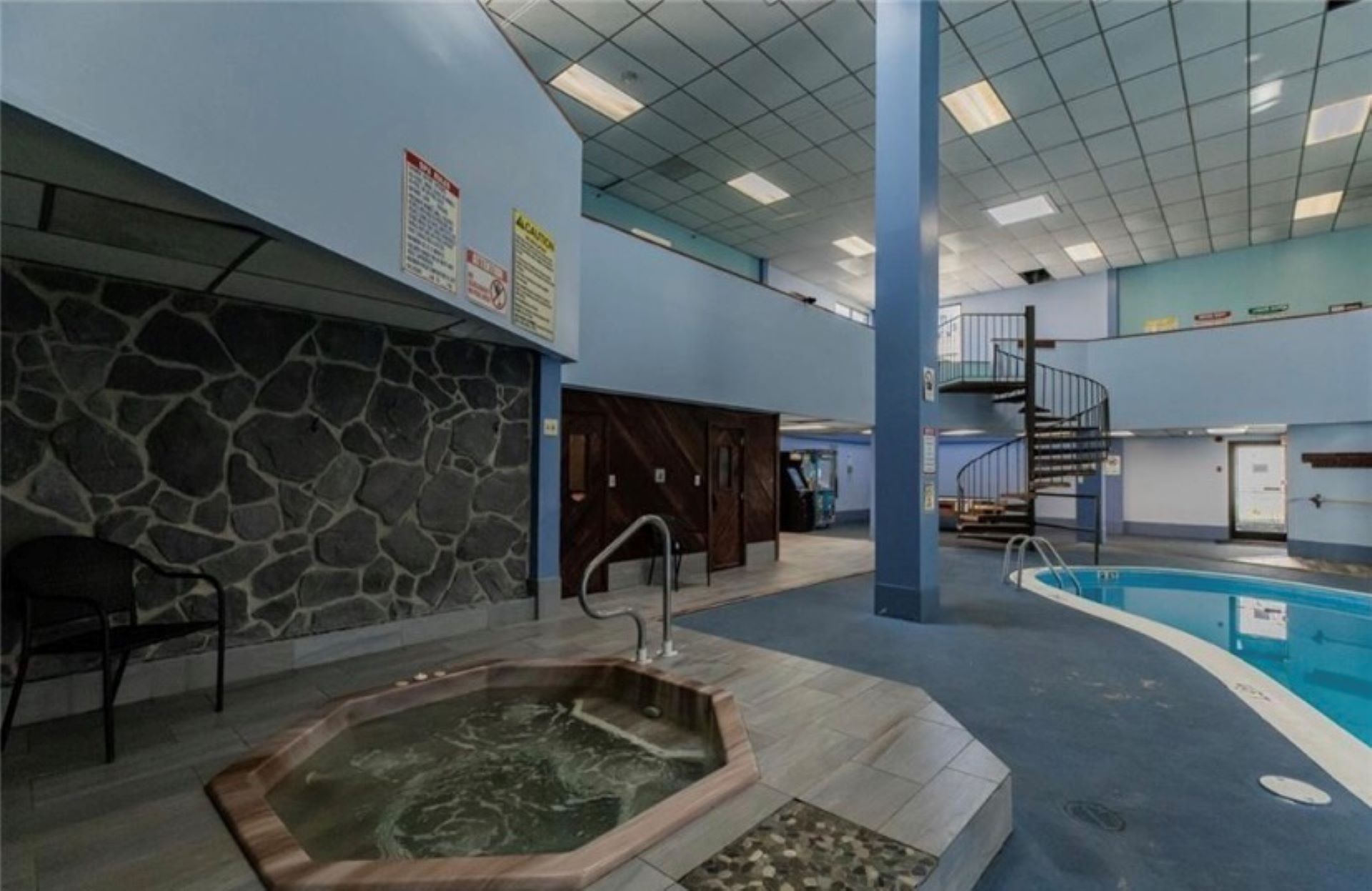 Soak in the hot tub. Steam room and dry sauna available as well.