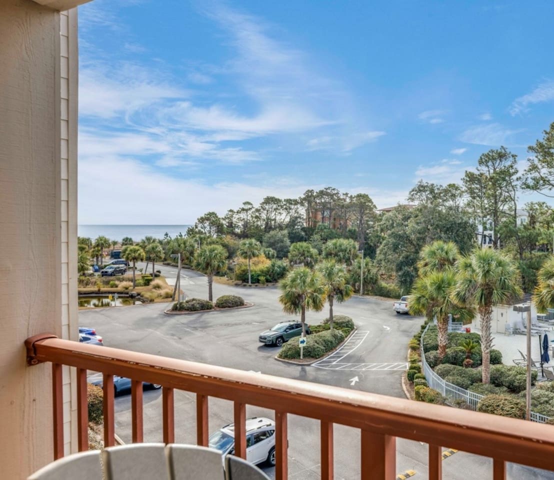 Balcony view over the resort