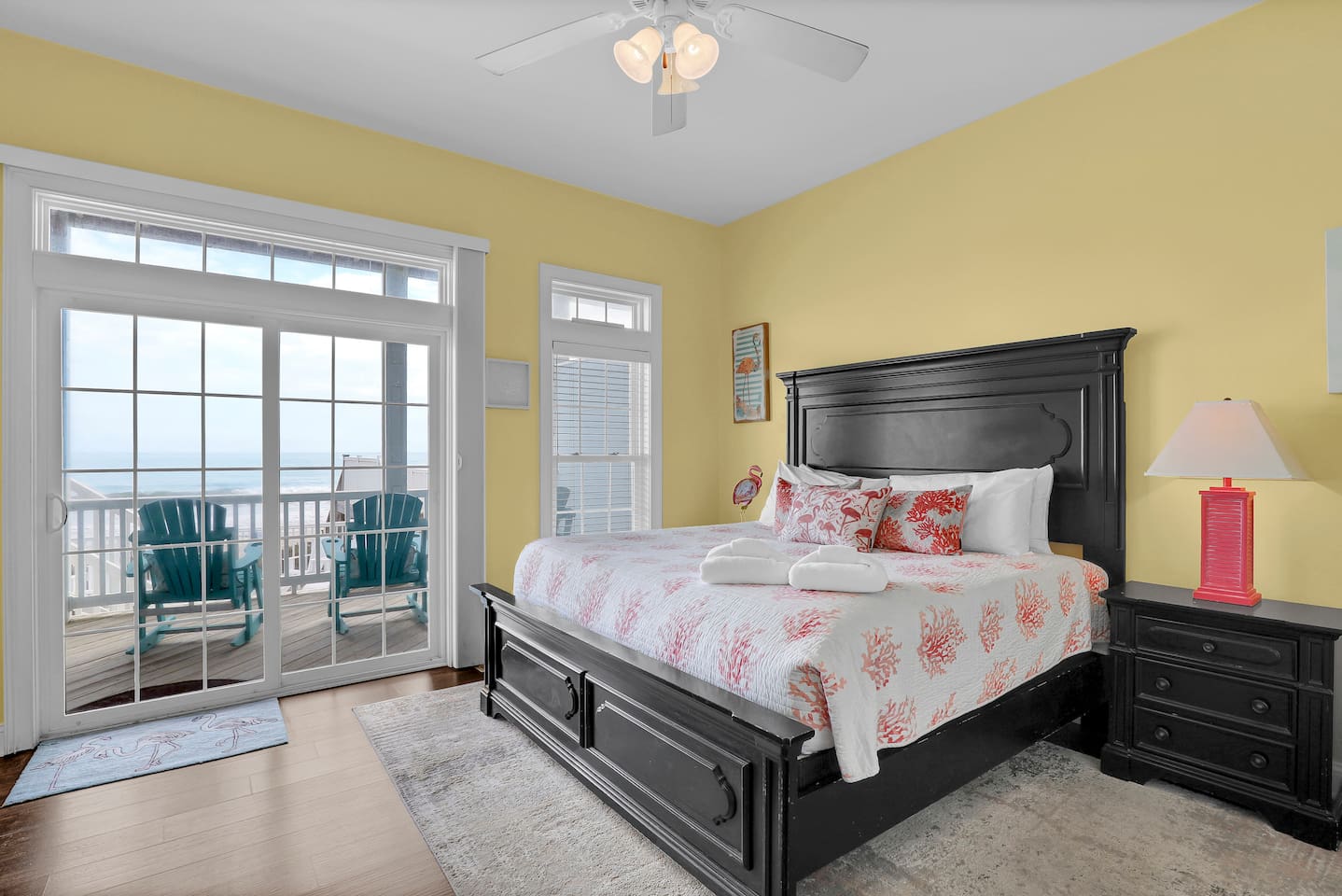 This bedroom is located on the middle level, includes access to a balcony, and has an ensuite bathroom.