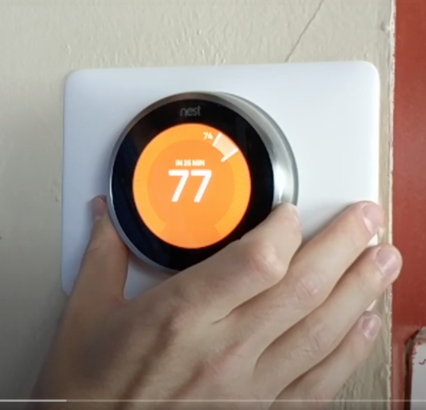 Nest control central heating with separate window AC units in the living room and bedroom