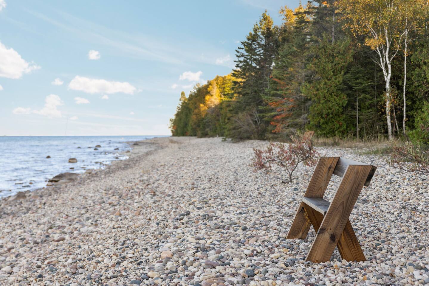 One of the two benches on the beach
