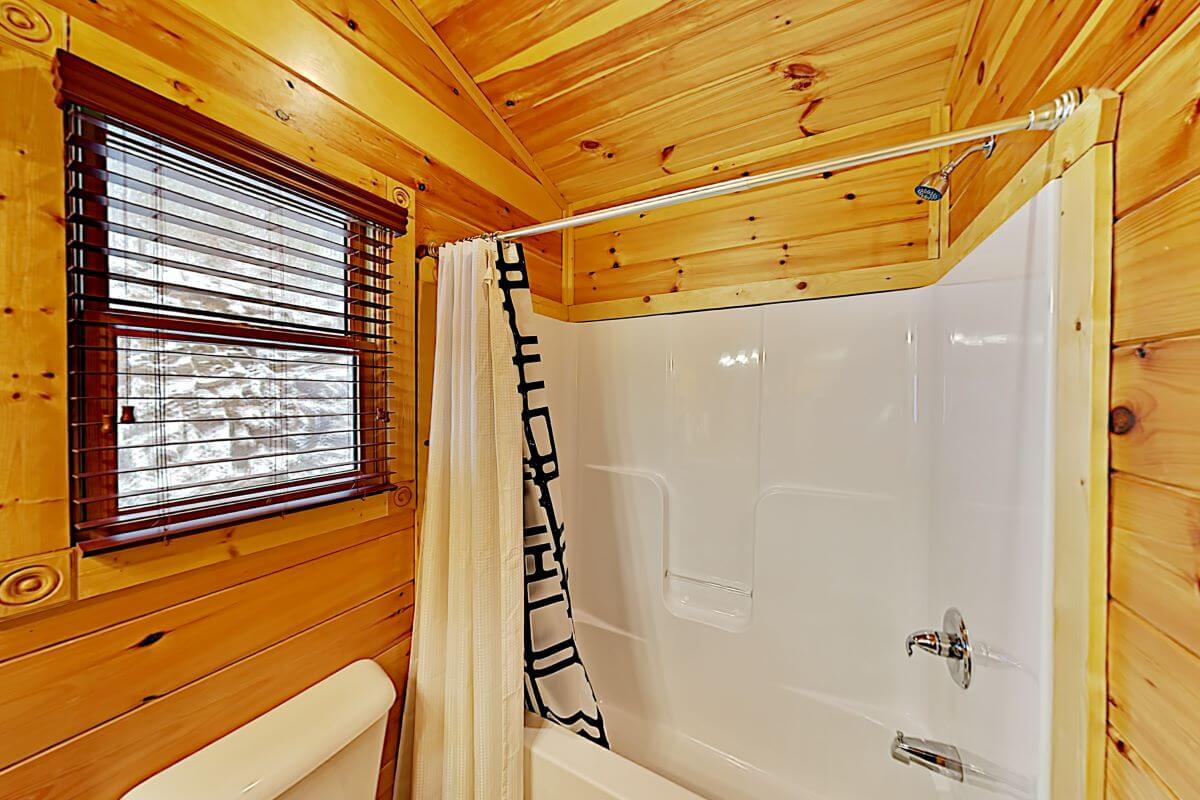 Shower in the larger bathroom.