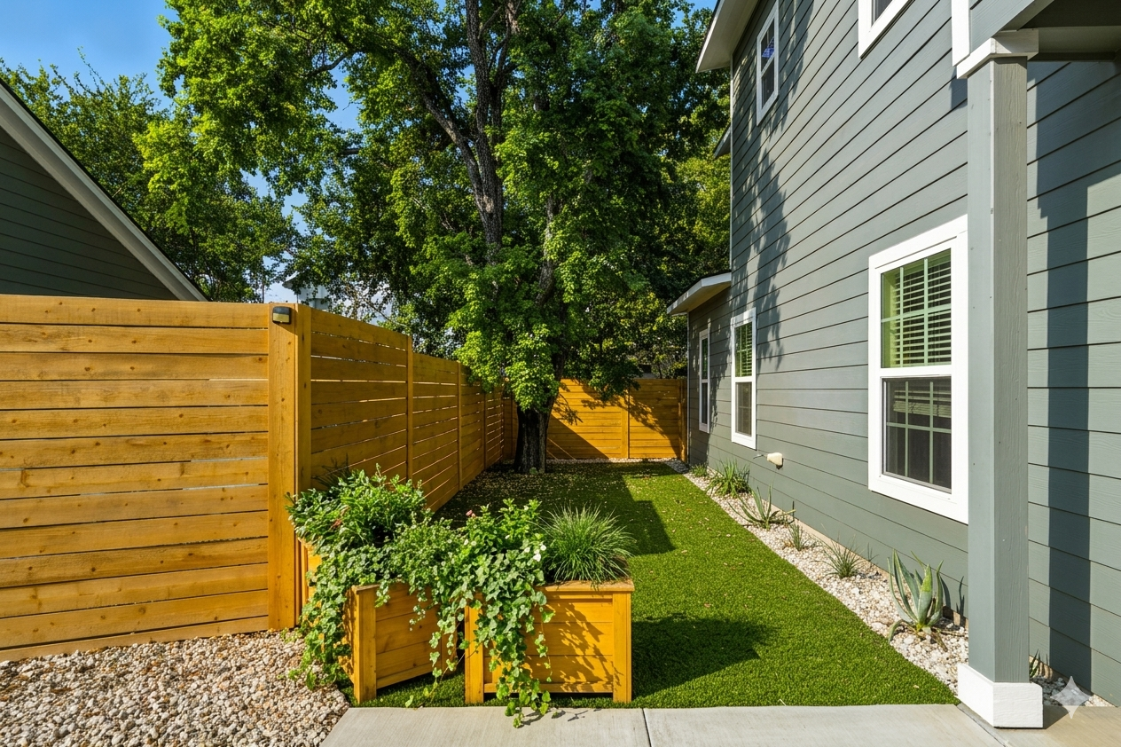 texas greens and beautiful trees and yard , front of the house