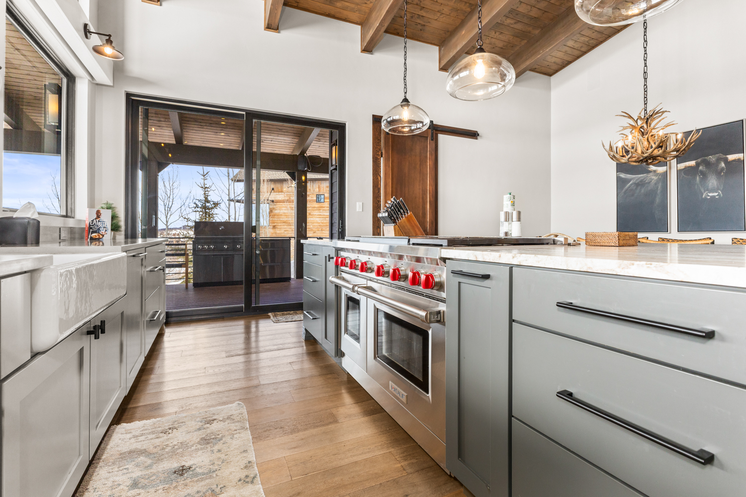 Kitchen with 6 Burner Wolf Gas Stove