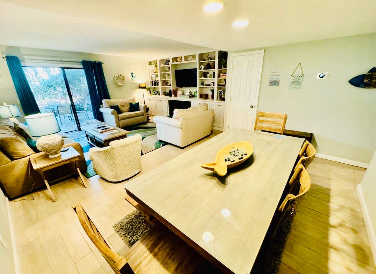Open living and dining area