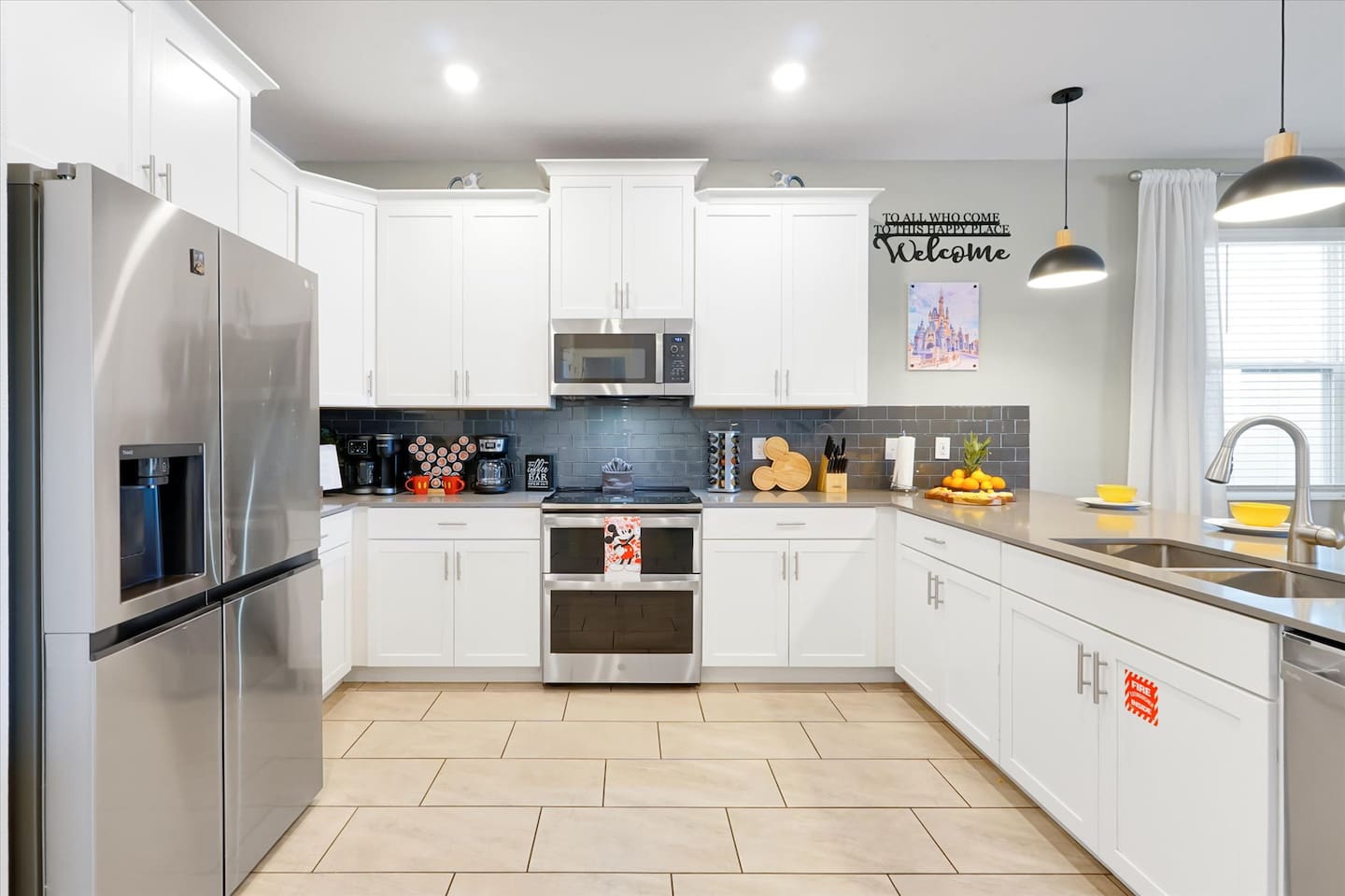 Enjoy making a meal with our fully stocked kitchen with supplies enough for everyone in the house (you just may need to run the dishwasher a lot!)