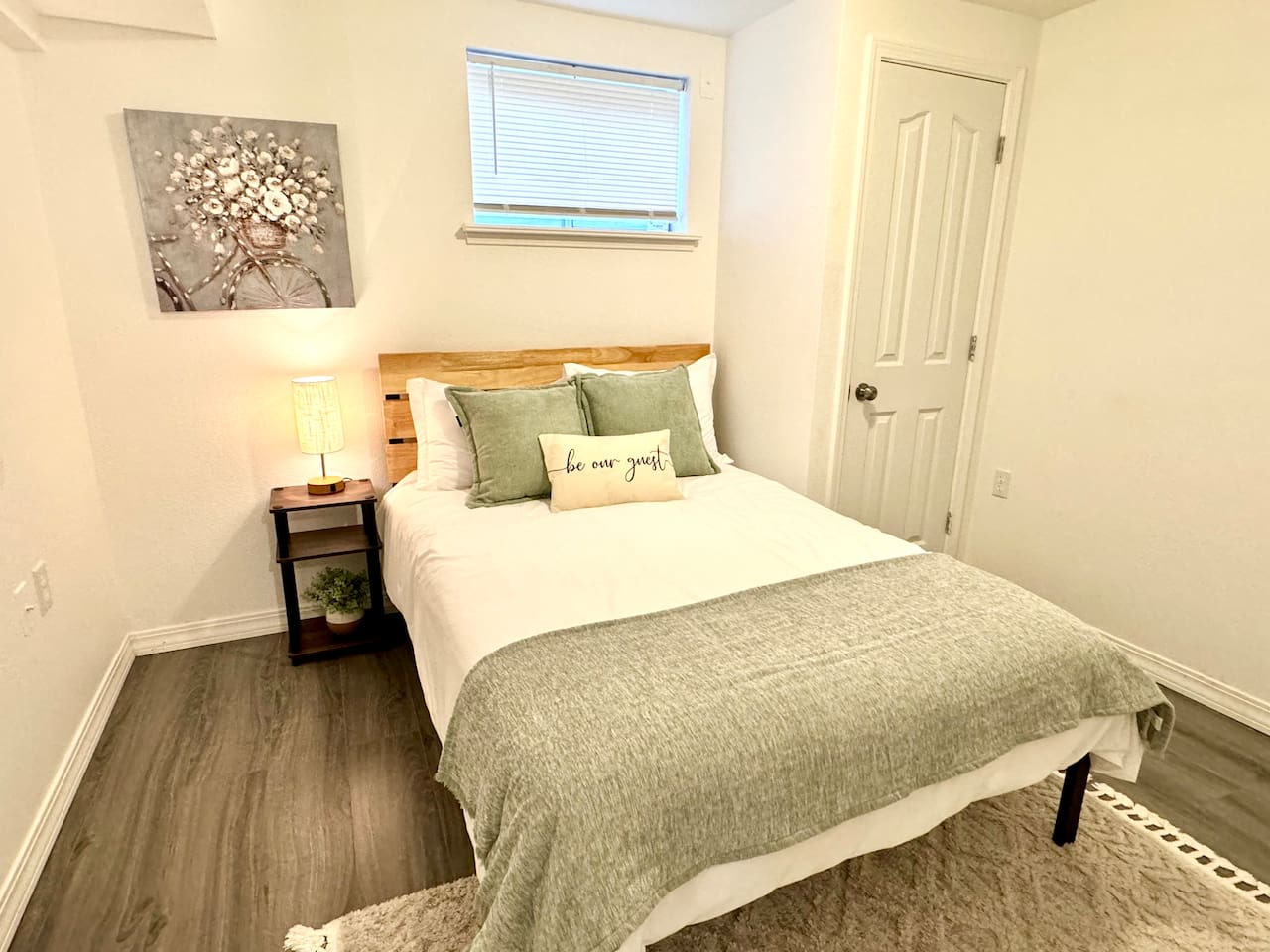 Basement bedroom with double bed
