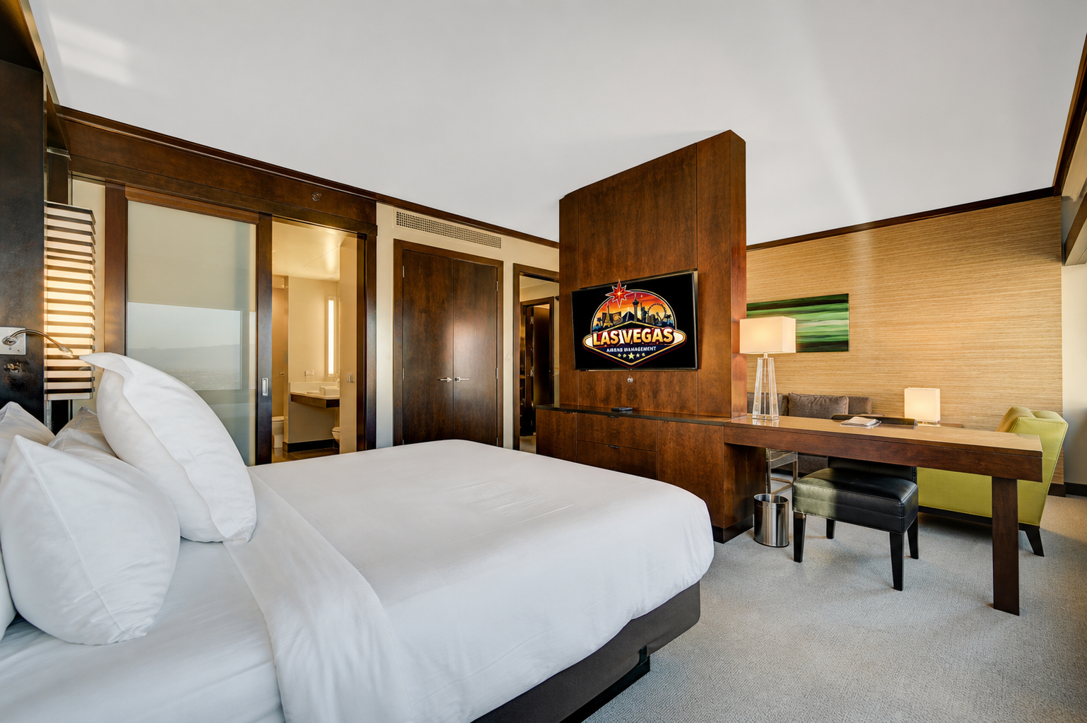 Sink into a plush king pillow-top mattress after a full day of Vegas fun 🛏️