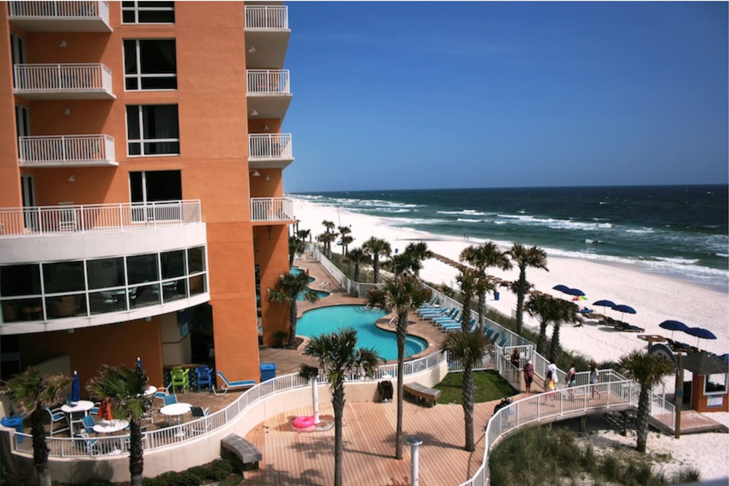 Ocean front pools with dining area/grills