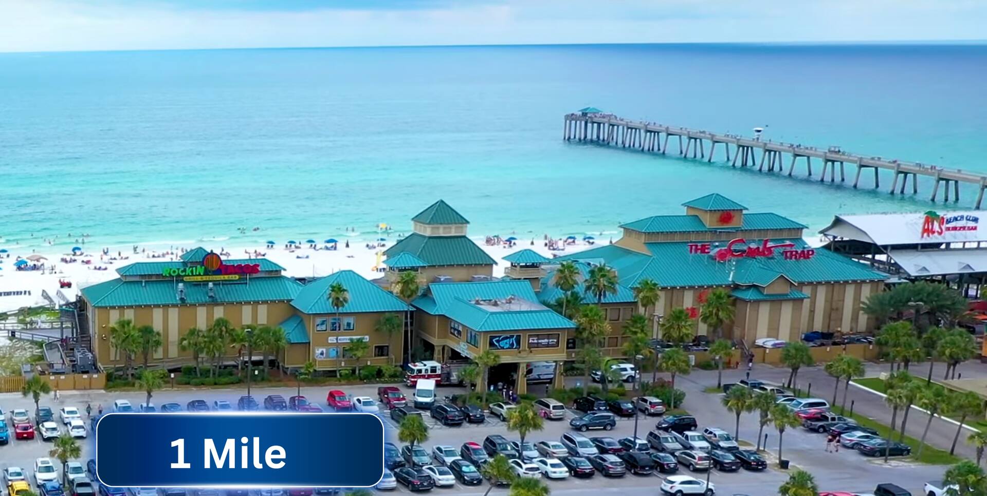 5 mins drive to the Okaloosa Boardwalk (restaurants, shops, beach access)