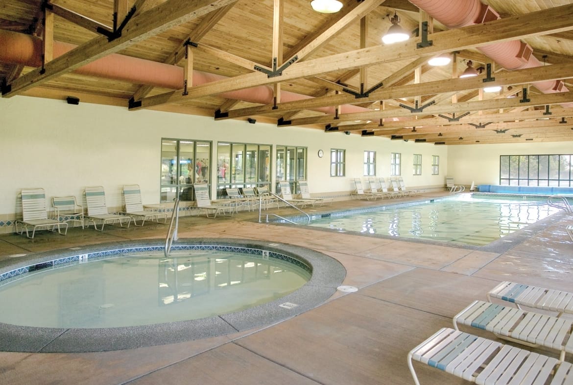 When the weather isn't cooperating (which is rare in Central Oregon), you can still swim and enjoy the facilities at the indoor pool at The Ridge Sports Center, which also offers a full service spa.