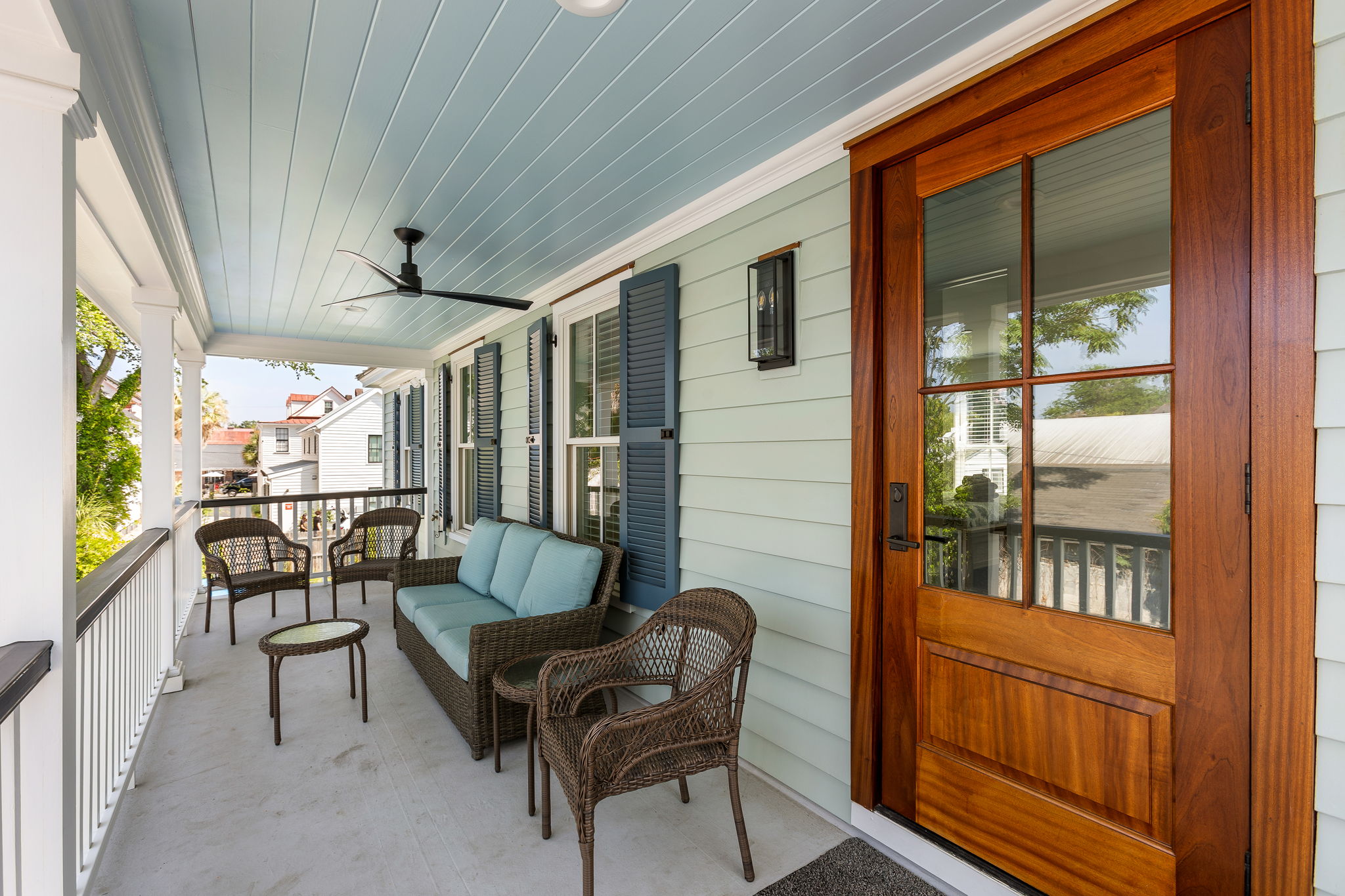 Spacious top porch with seating for 8