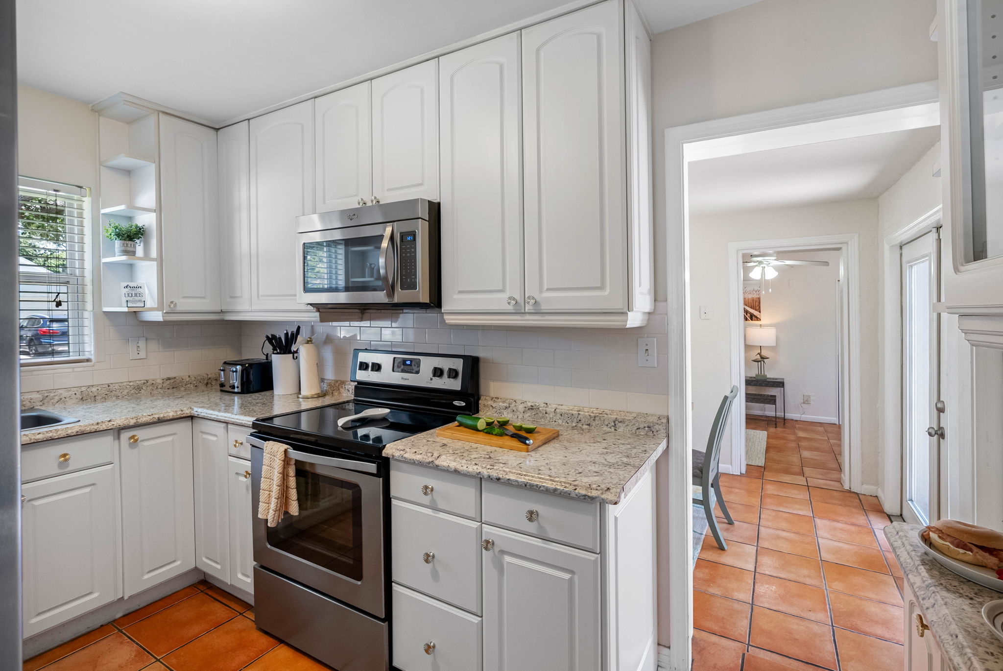A dedicated coffee station includes a classic drip coffee maker—perfect for fueling your mornings. Whether you prefer a bold brew or a gentle cup to sip on the patio, everything you need is at your fingertips.