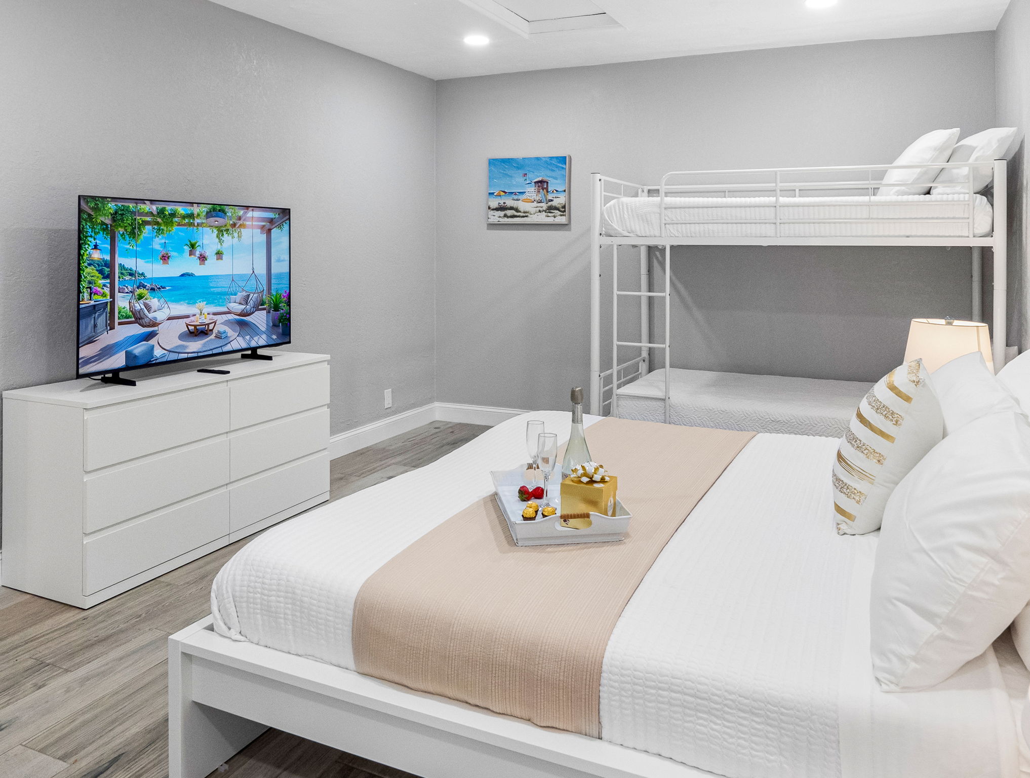 This well-appointed bedroom is as stylish as it is functional—ideal for extended stays or quick weekend escapes with the family.