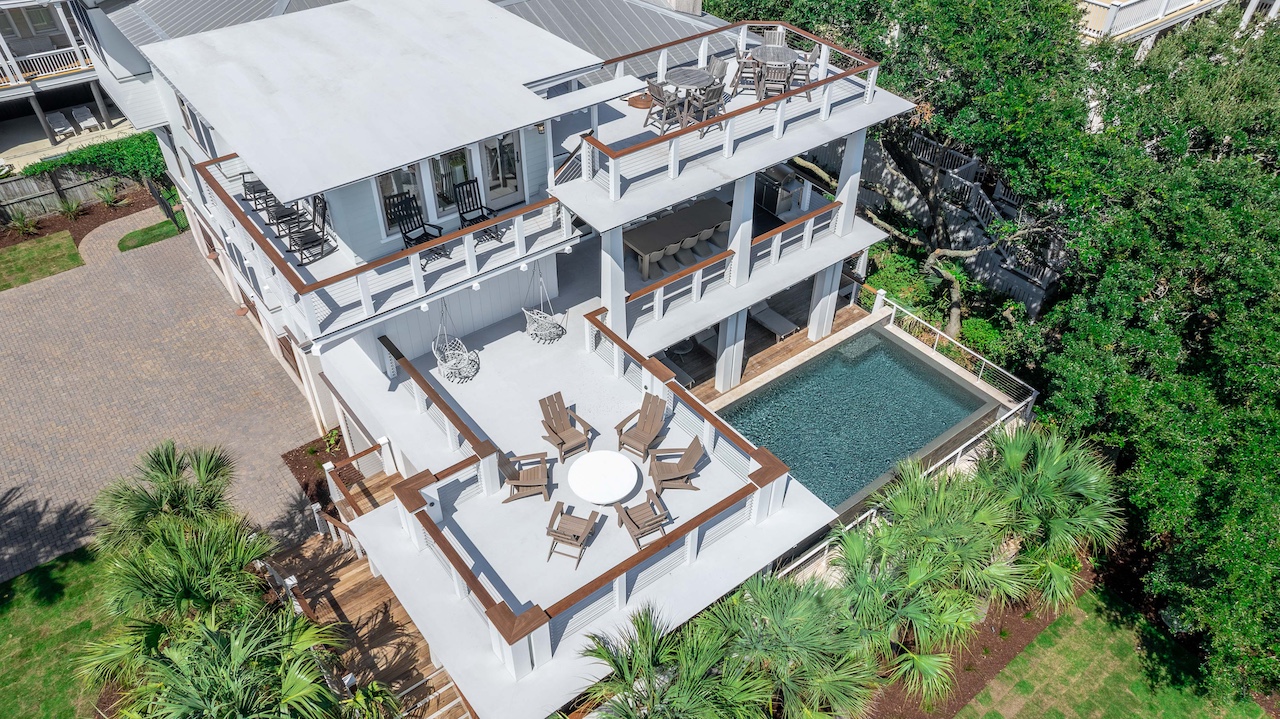 Aerial view of numerous decks Shore Thing | 4001 Palm Blvd | Isle of Palms, SC | IOP Escapes