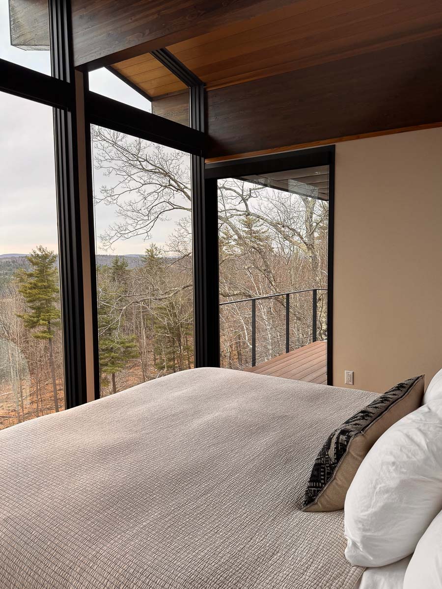 Primary Suite &mdash; west view from the bed, Catskills on the horizon