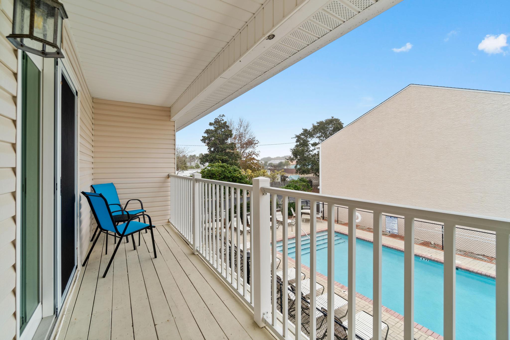 Master Bedroom Balcony overlooking 1 of 2 pools