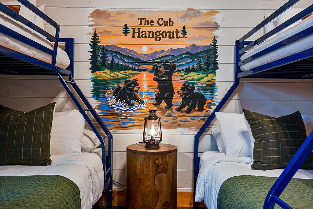 Custom hand painted mural created for the bunk room!