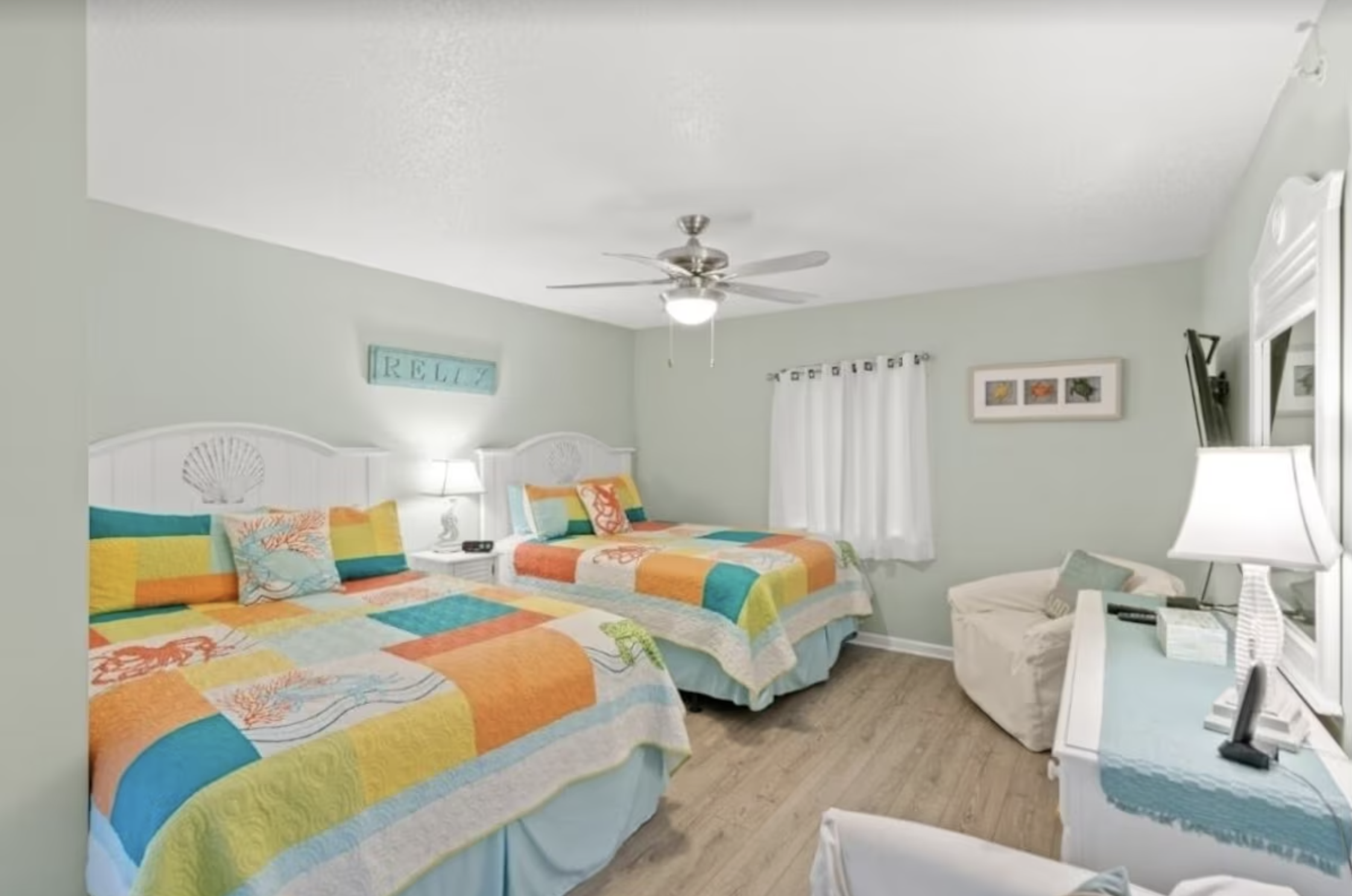 The first bedroom you'll encounter upon entering the condo has 2 queen beds!