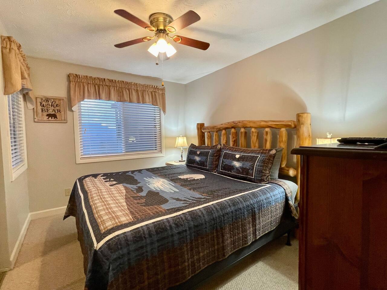 King size bed in bedroom