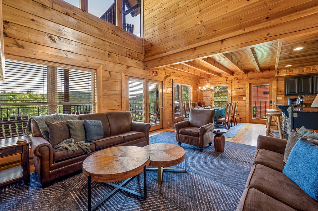 Cozy living room with comfortable couches and a TV, perfect for relaxation and entertainment