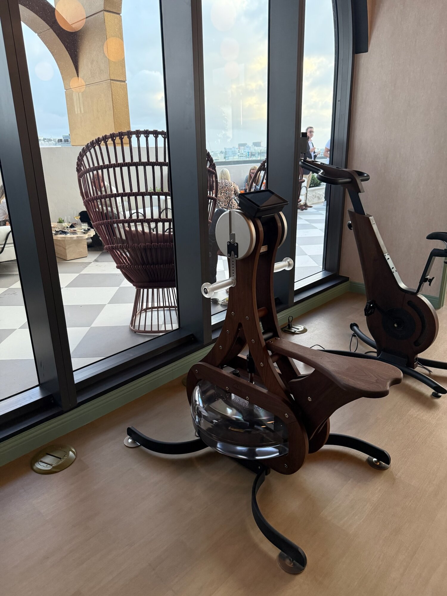 Resident fitness center — premium equipment with rooftop views (24/7 access)