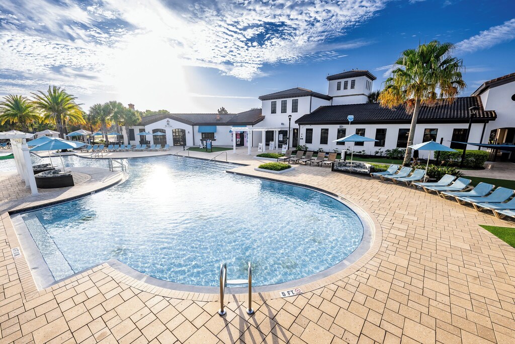 Plenty of lounges at the main pool