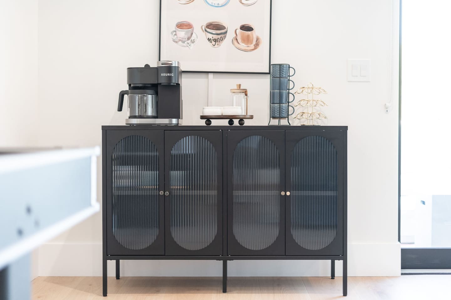 Stylish coffee bar with everything you need to start your day.