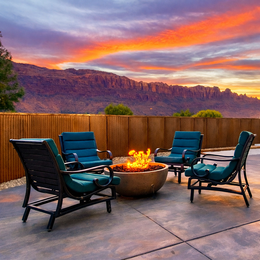 Fire pit with red rock views