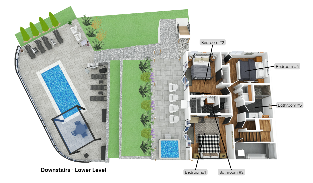 Downstairs / Lower Level - 3D Floor Plan