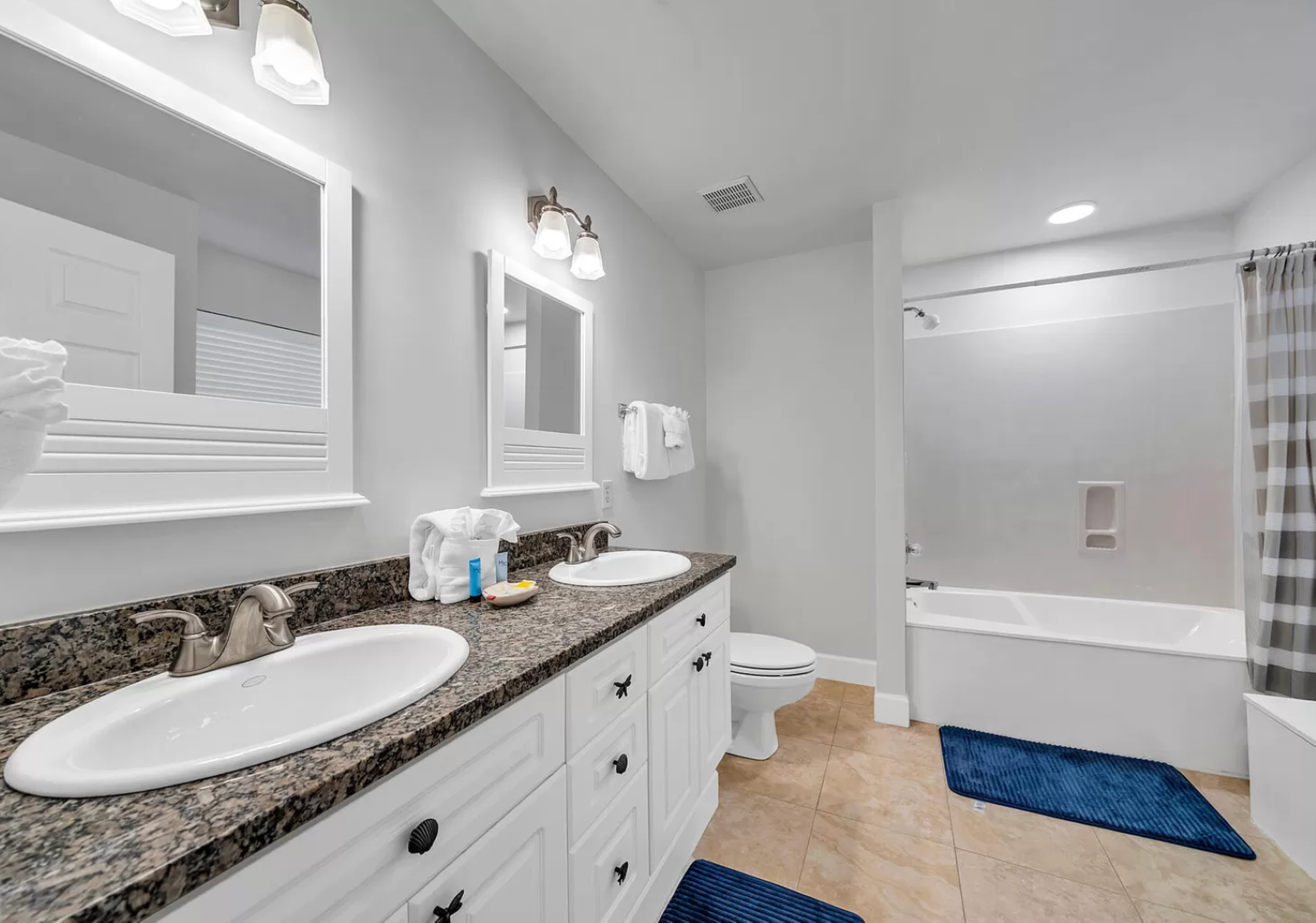 The inviting bathroom provides a welcome escape from the hustle and bustle of everyday life.