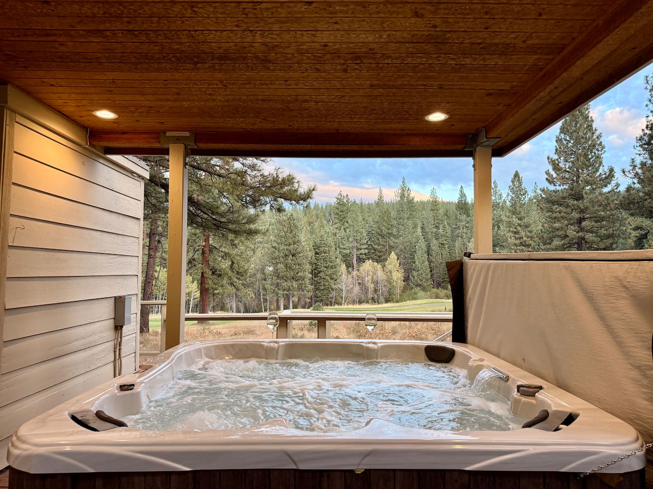 Relax to view of the Northstar Golf Course and trees beyond.