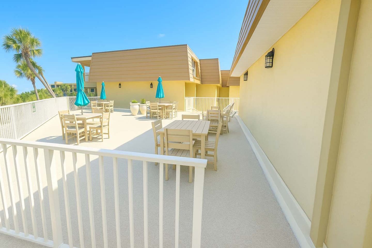 Outdoor seating available in the shared common area