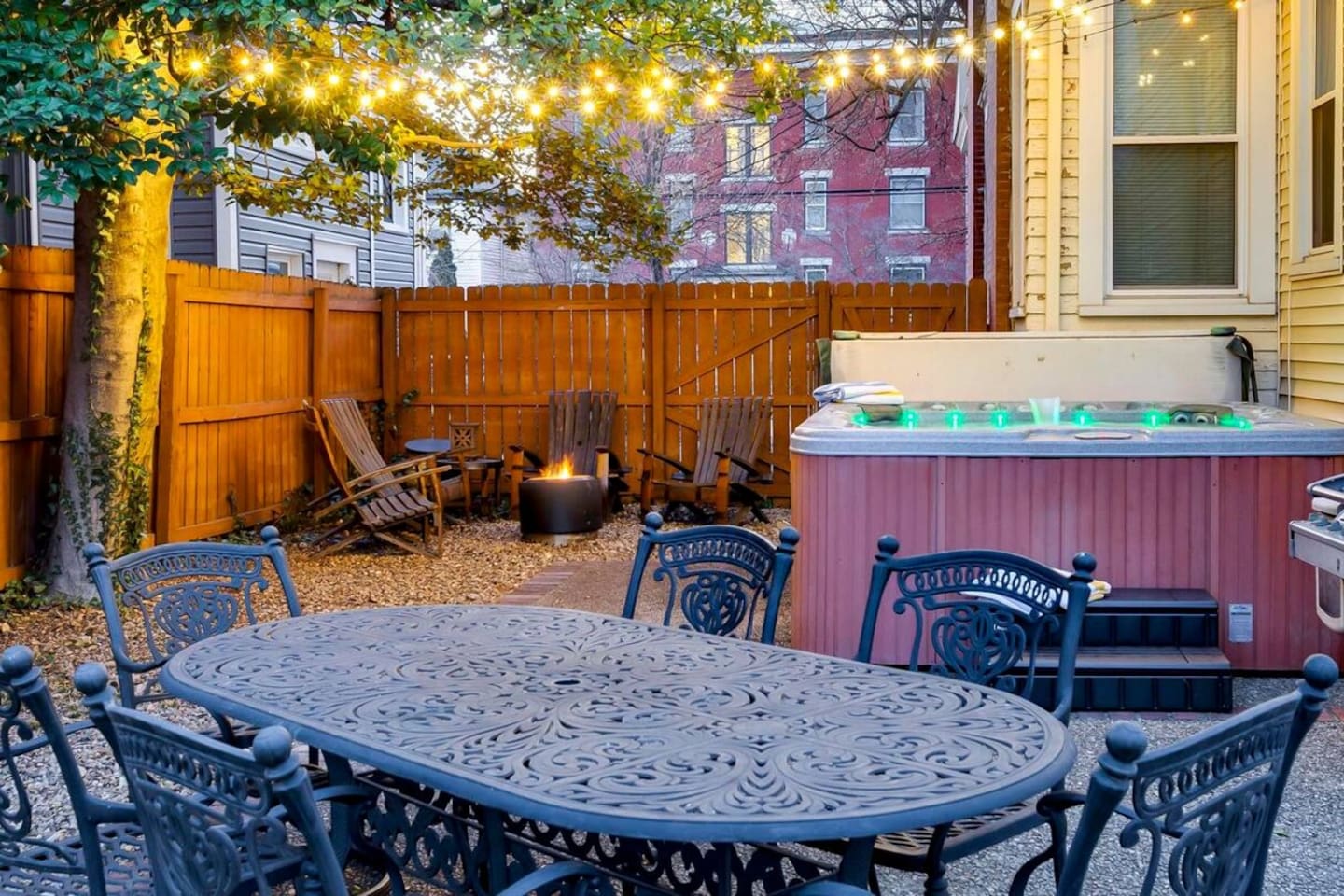 Outdoor patio and hot tub. Hot tub exclusively for the guests of this unit. 
