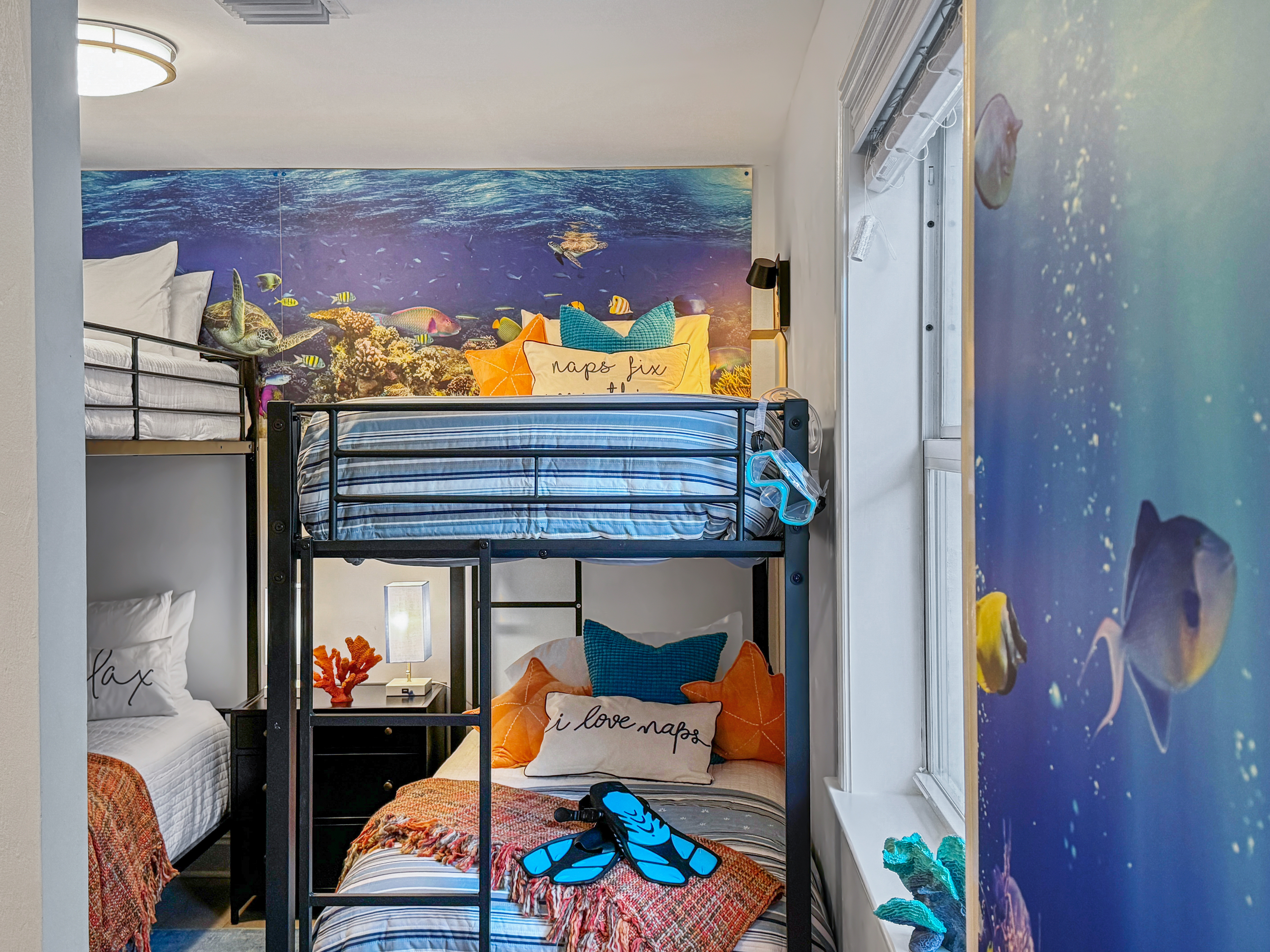 Enjoy the view beneath the surface in the full and twin bunks!