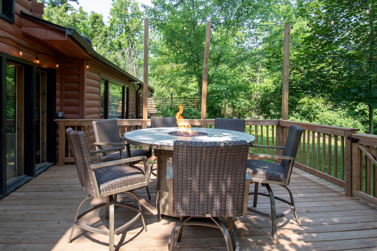 Seating for 6 around fire table.
