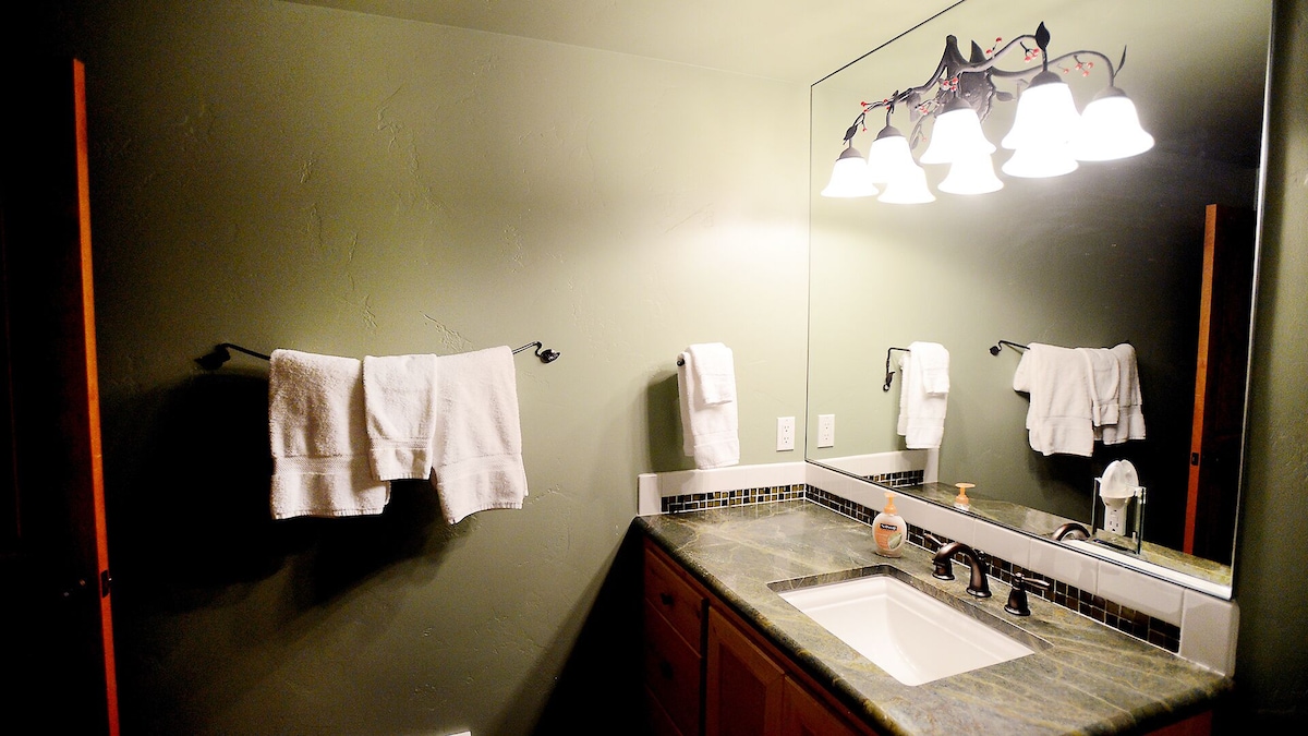 Beautiful bathrooms with granite, large shower heads and endless hot water.