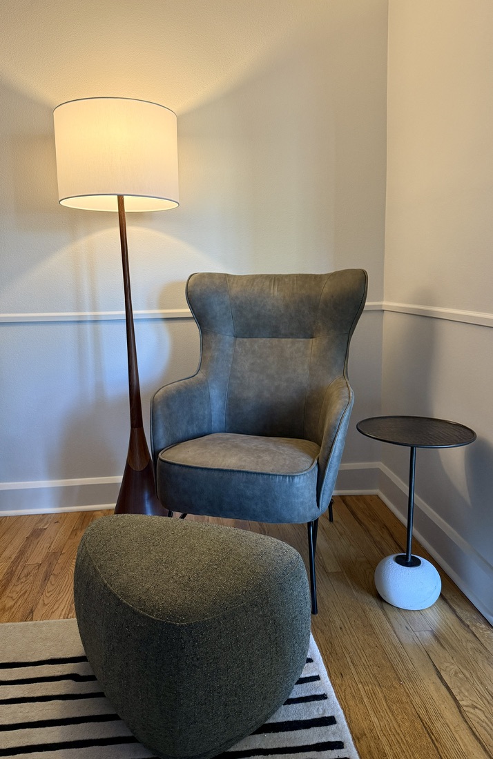 Comfortable reading and craft chair, for those days you want to put your feet up and relax.