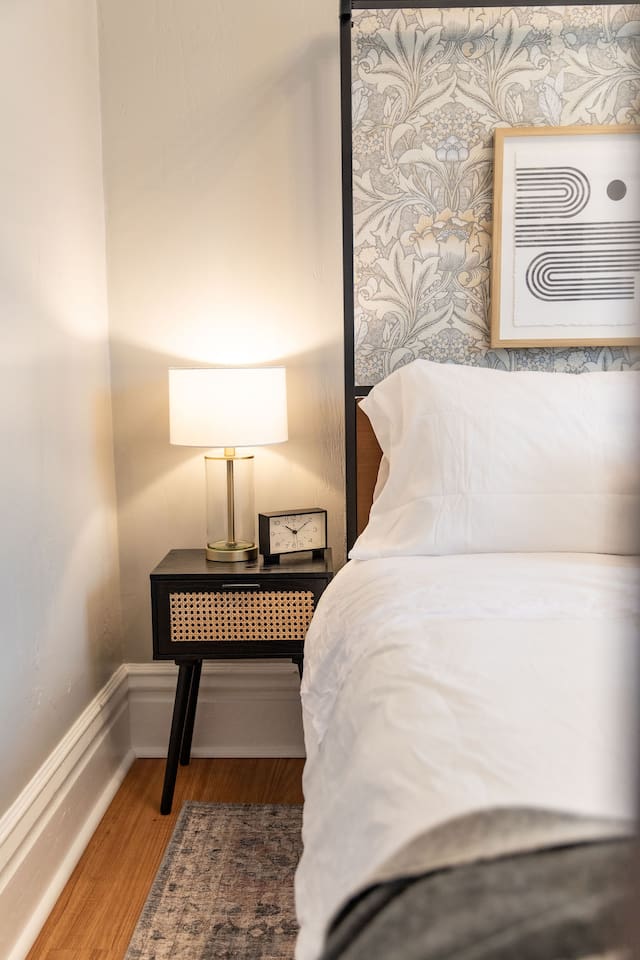 Bedside Table and Lamp