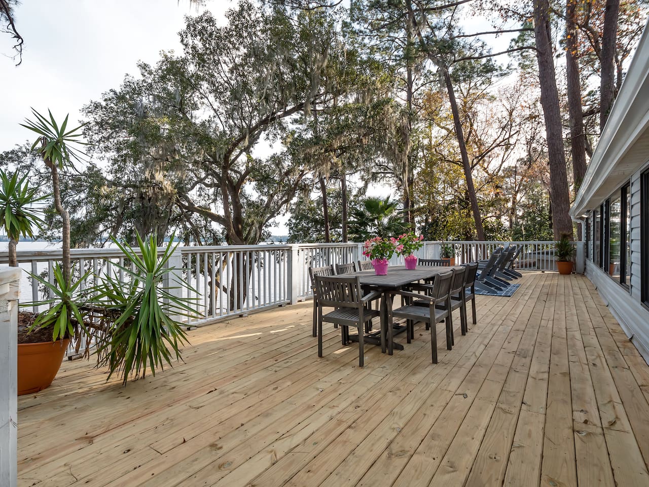 Outside dining table for 8 plus adirondack chairs