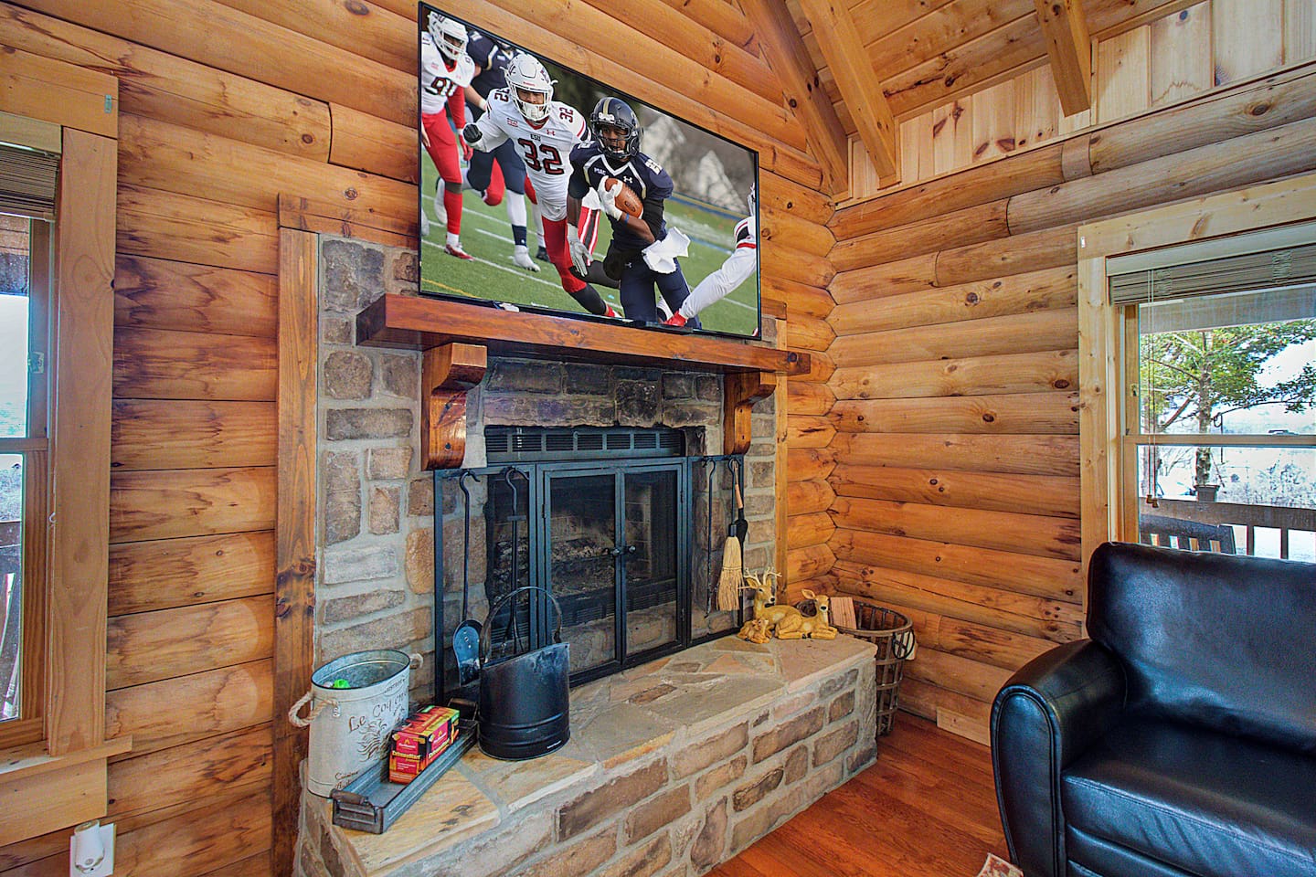 wood burning fireplace