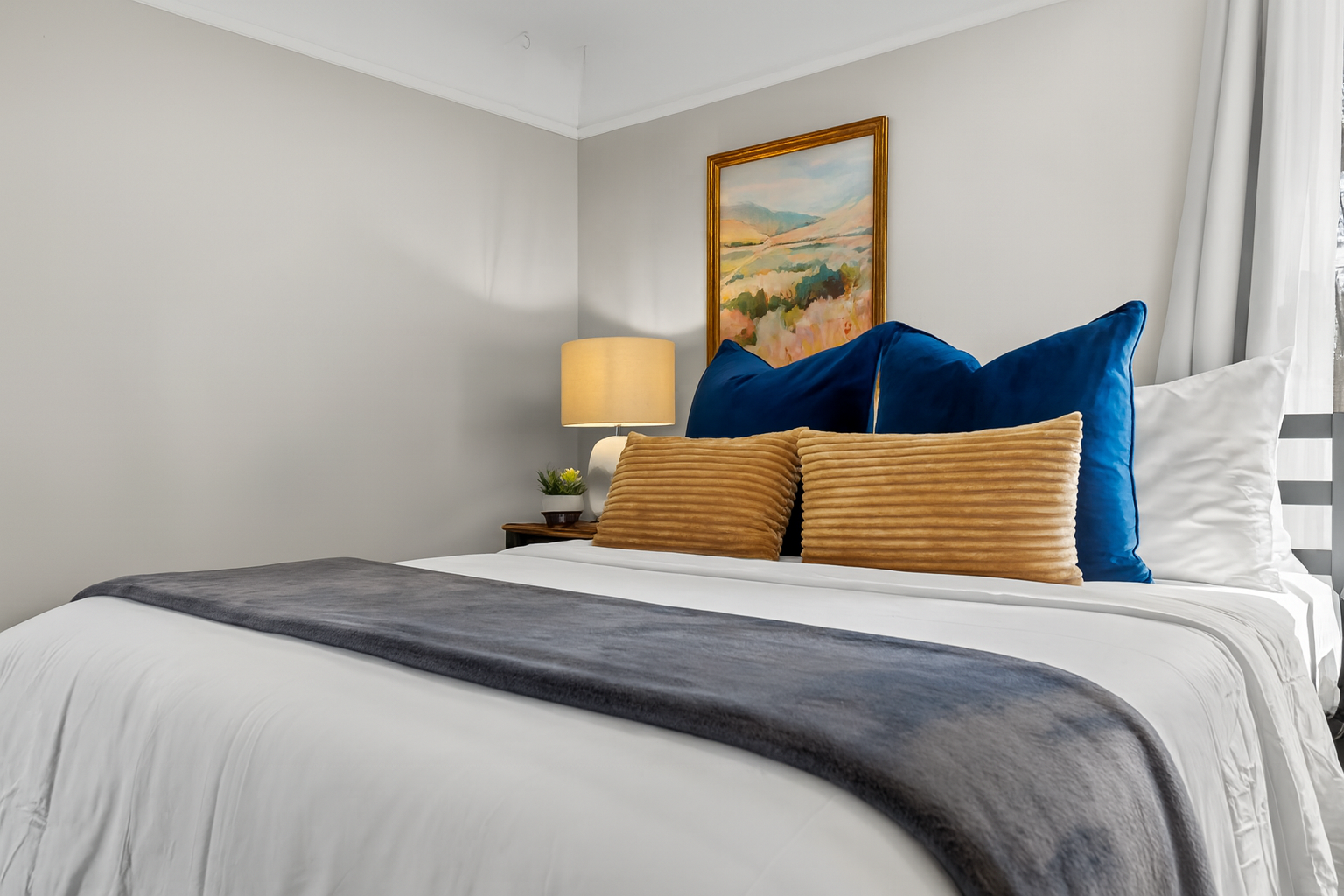 Each bed features an abundance of comfortable pillows