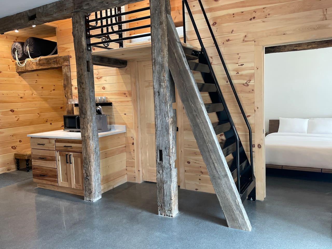 Ladder to sleeping loft