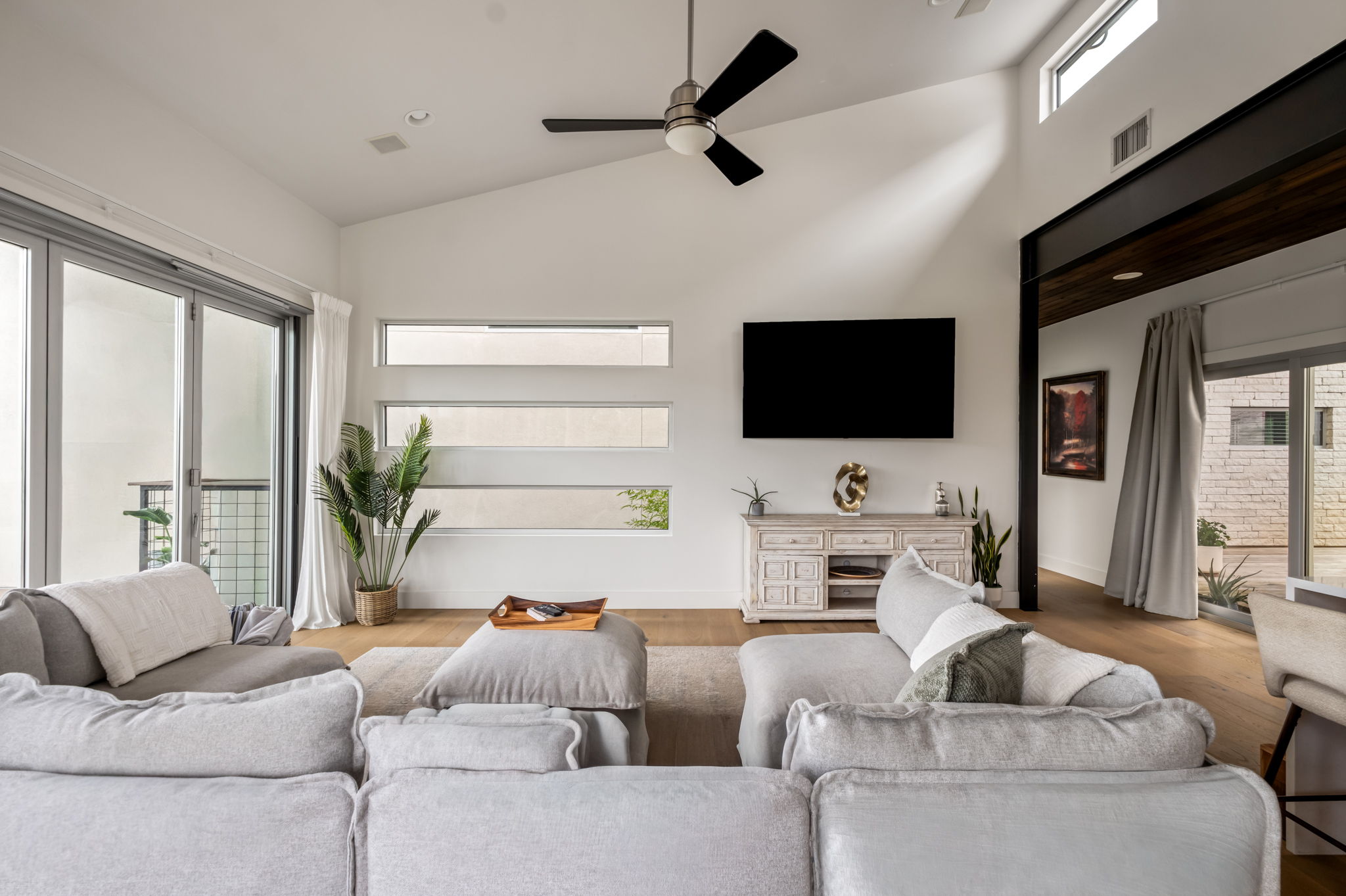 Cozy open living space, perfect for movie nights or lounging together