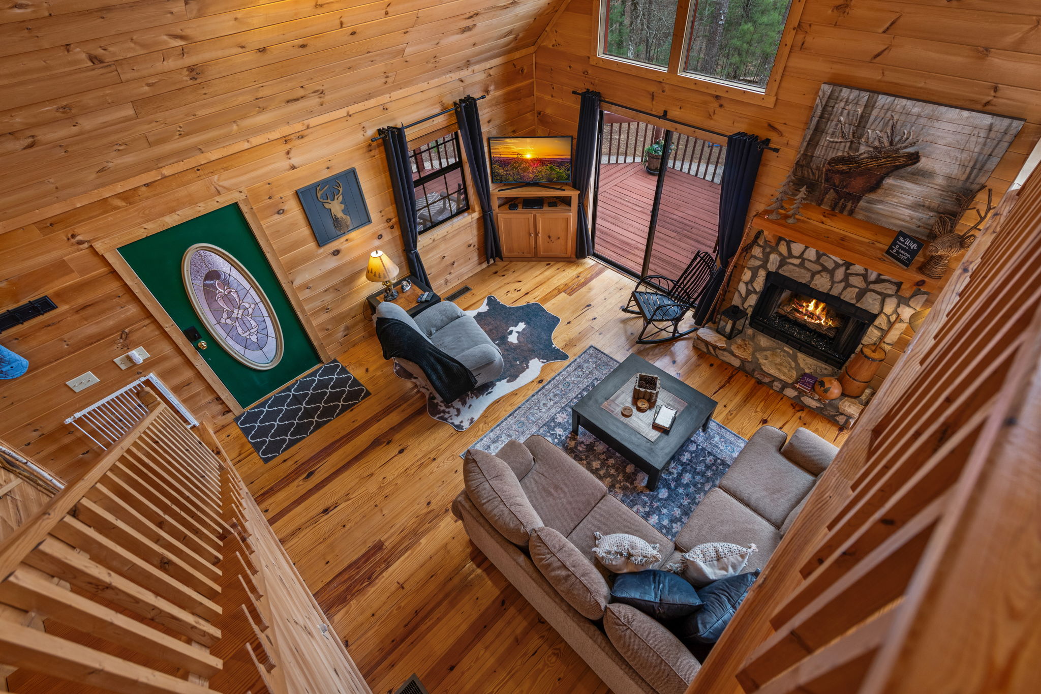 Living room’s open layout and inviting design