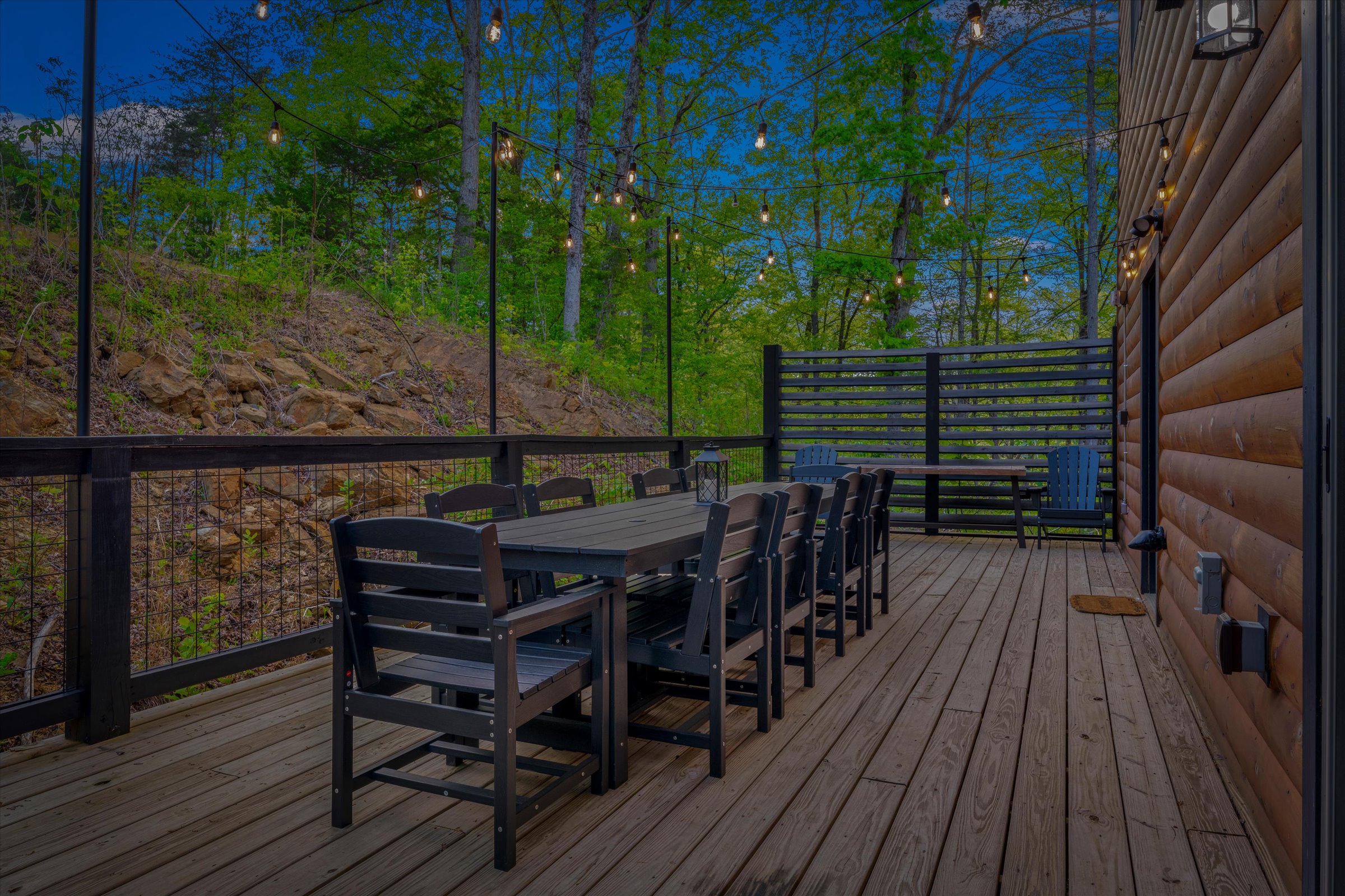 Twinkle lights and evening breezes: the perfect ingredients for a memorable dinner on the deck.