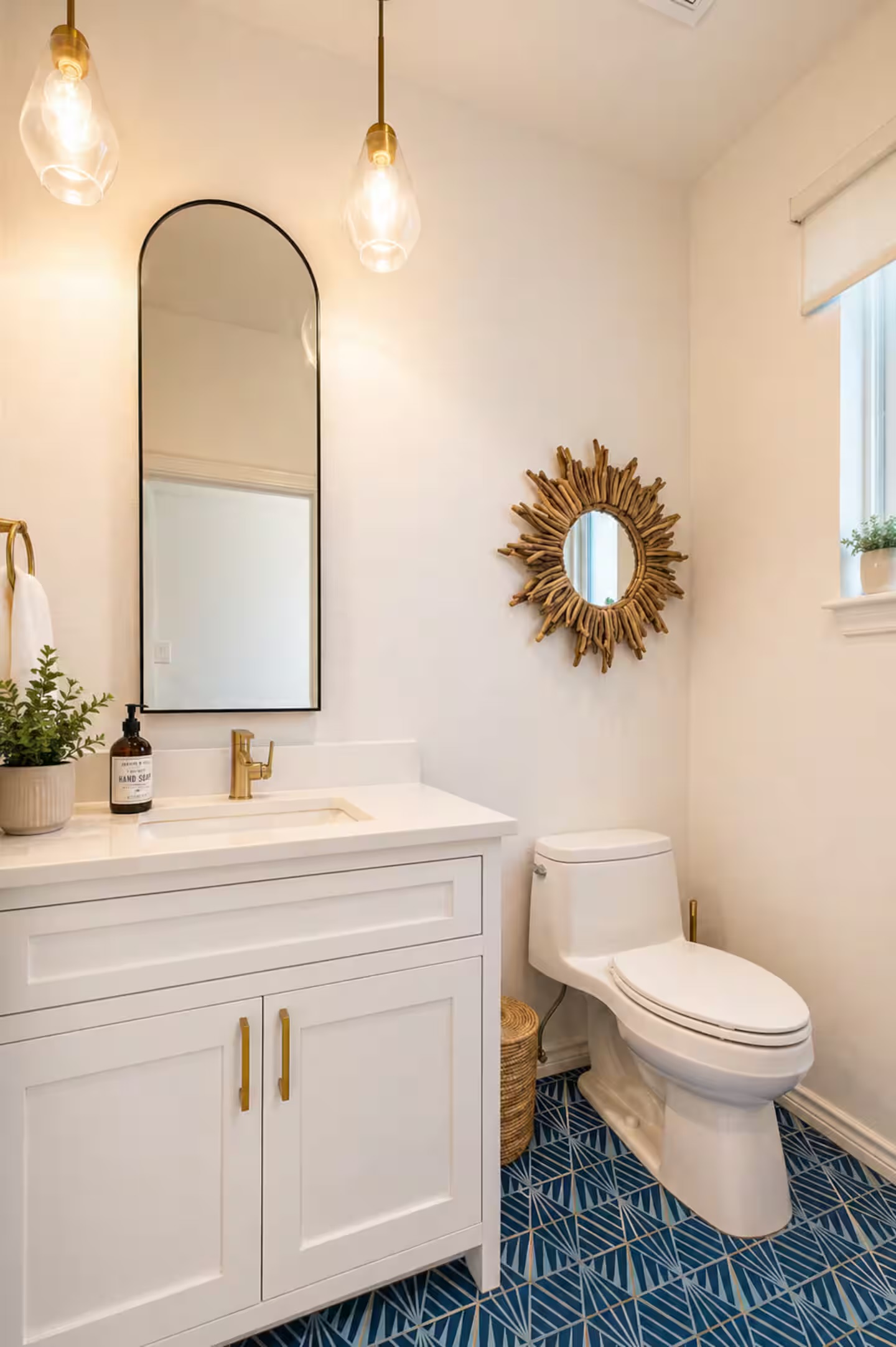 Stylish bathroom with unique design touches