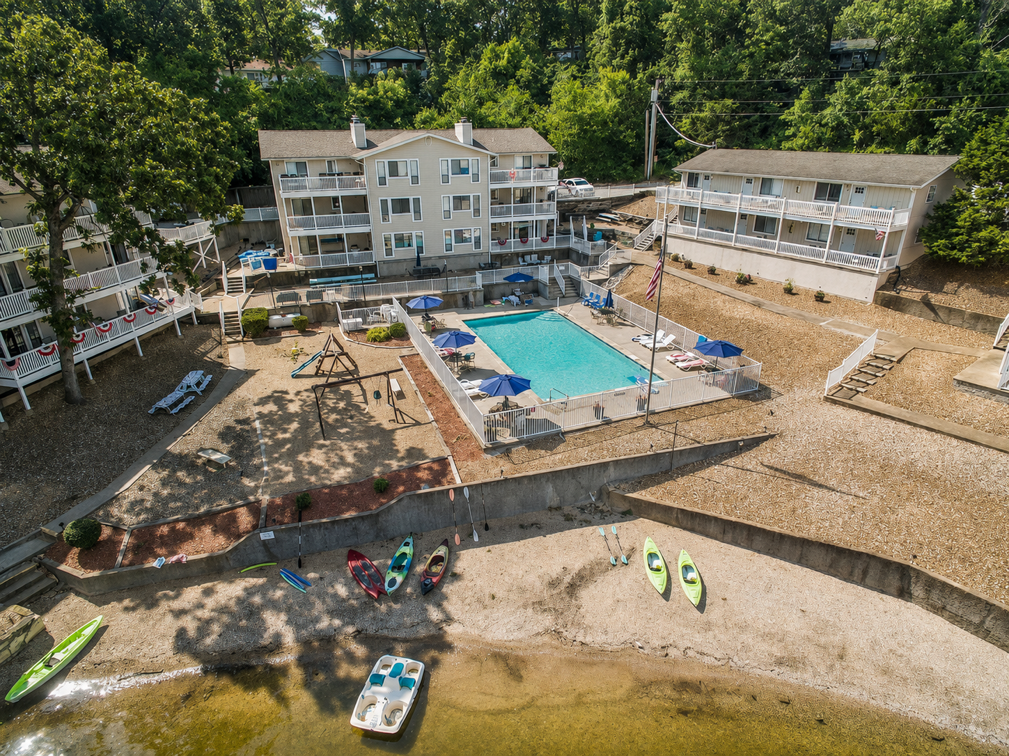 Aerial view of the pool courtyard