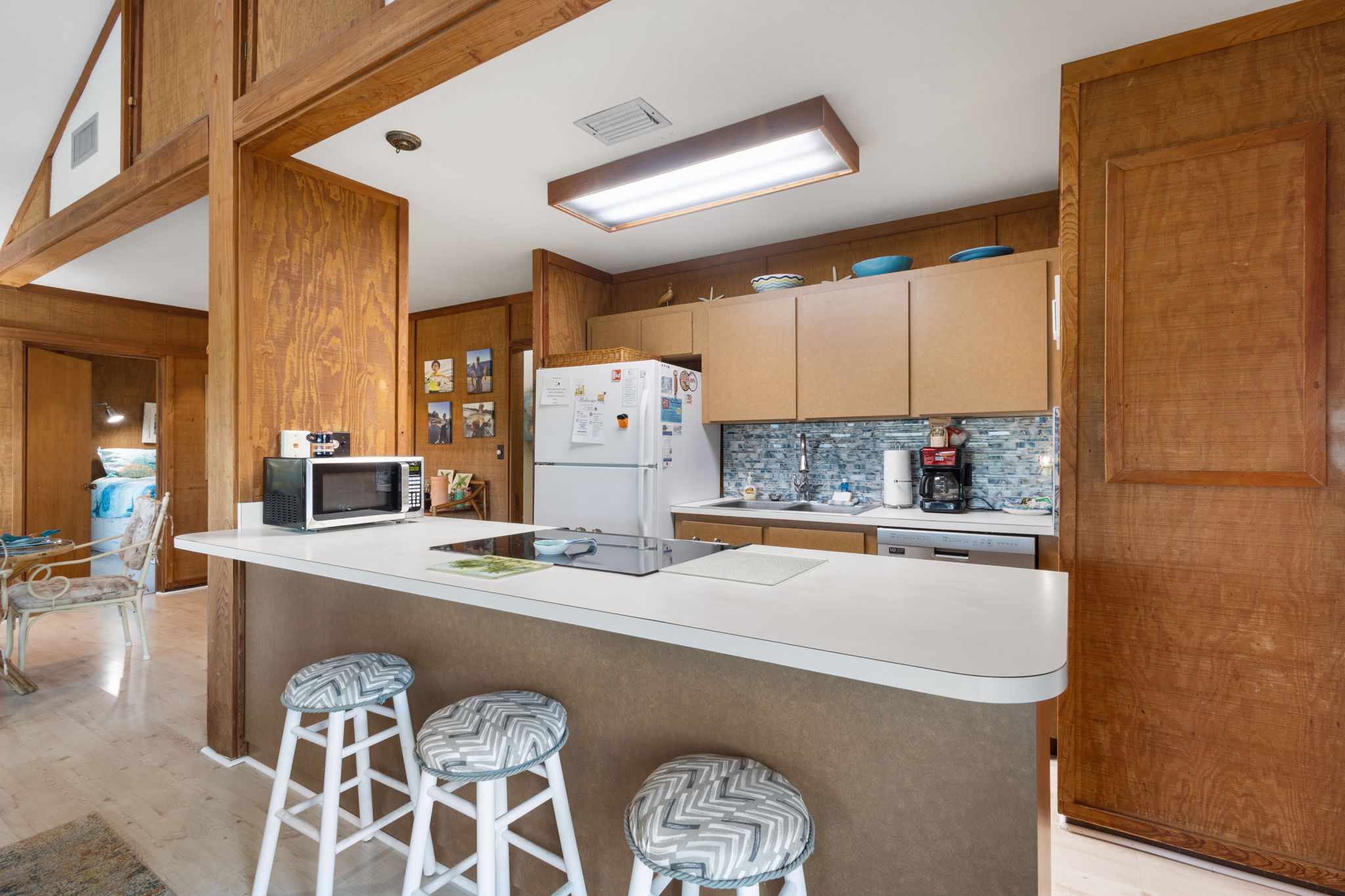 Kitchen island with seating.
