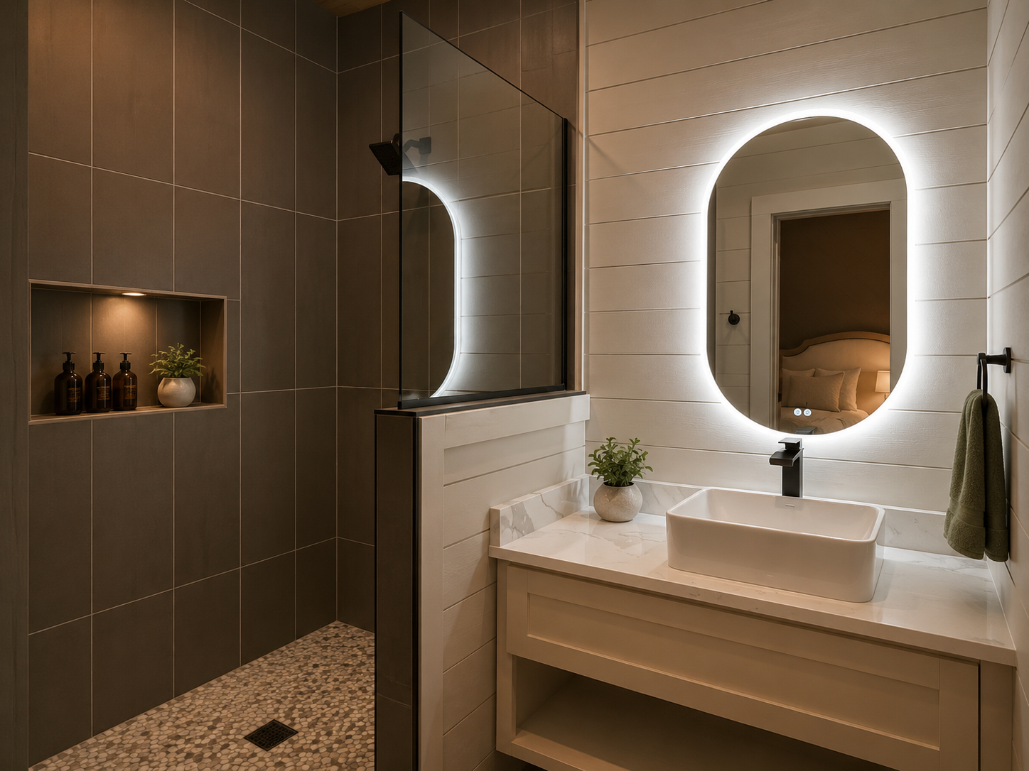 Bathroom Oasis: Indulge in a sleek shower and modern finishes for a refreshing retreat!
